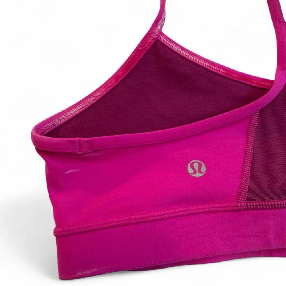 Lululemon Flow Y Bra IV Size 10 - Fuchsia Pink Mesh Y-Back Yoga Top